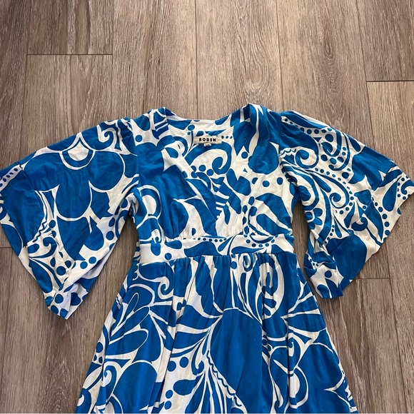 Boden Maya Kimono Jersey Maxi Dress in Indigo Bunting Ripple Swirl - Picture 6 of 14